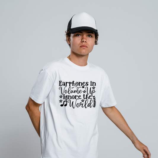 Volume Up Ignore The World Half Sleeve T-Shirt